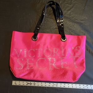 Victoria's Secret Hot Pink Tote w/Black Handles, Never Used, Excellent Condition